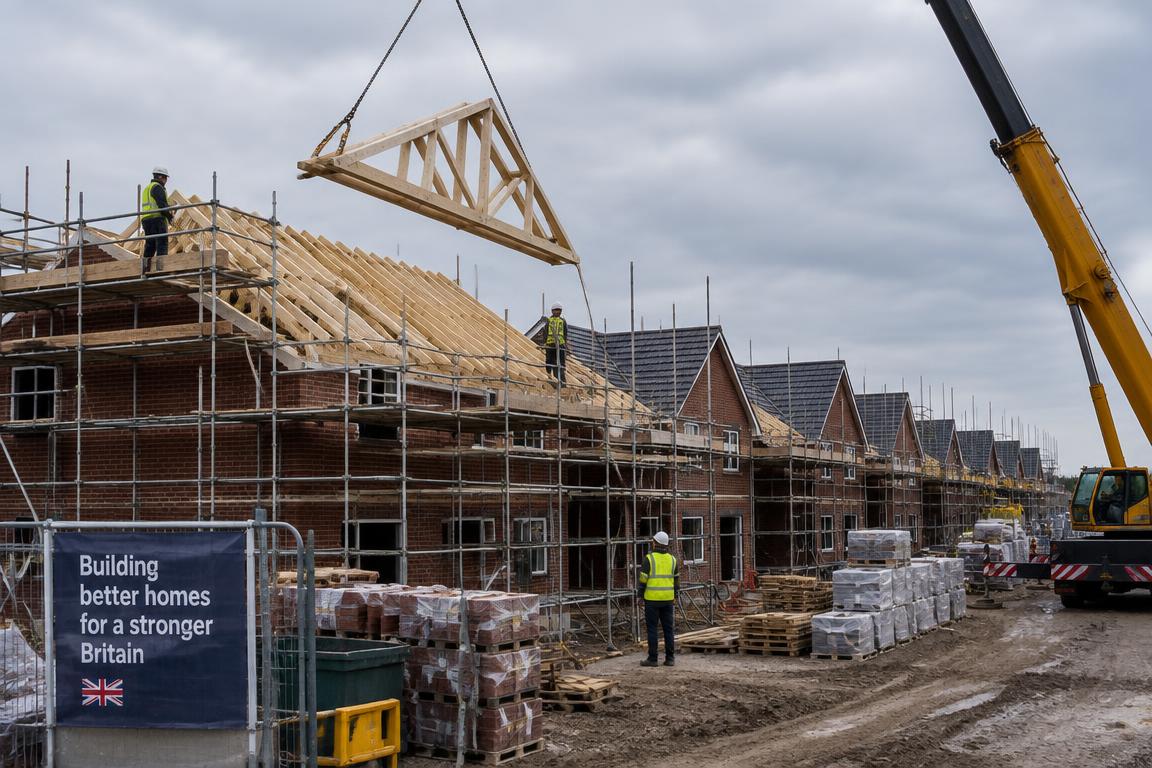 High-rise residential blocks under development beside open green space